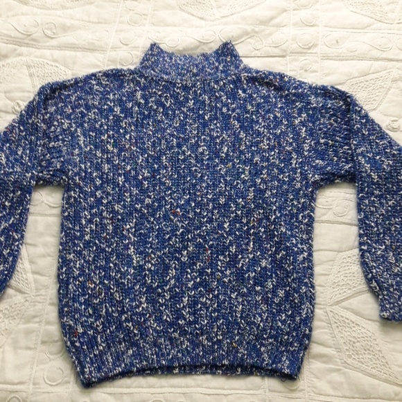 Vintage 80s Blue Marbled Sweater Mock neck Sz. M - Picture 7 of 7